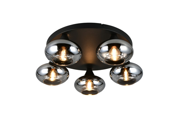 Reality R66645054 Divina E14 Deckenleuchte 5-fach ⌀49cm Rauchfarbig
