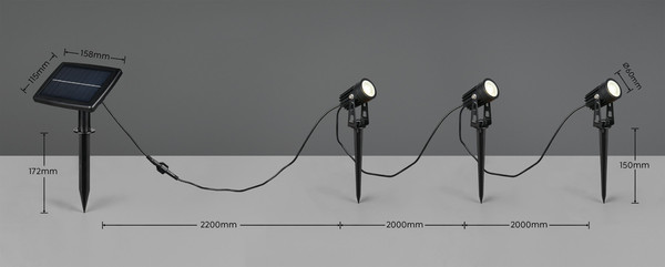 Reality R83256332 Obidos LED Strahler 3x0,5W Schwarz Matt IP44 neutralweiss