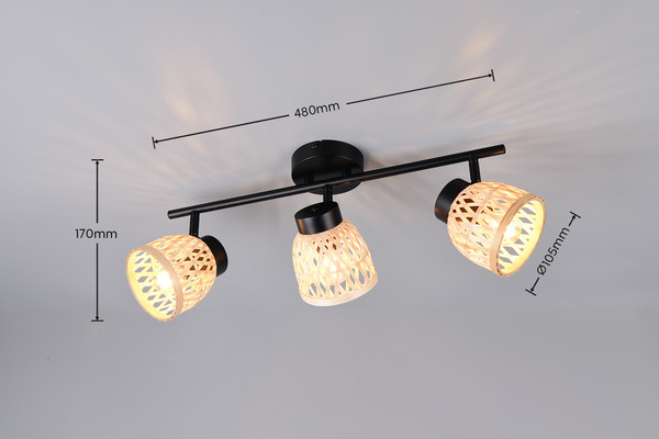 Casalum R86093032 Laurent E14 Strahler 3-fach Schwarz Matt