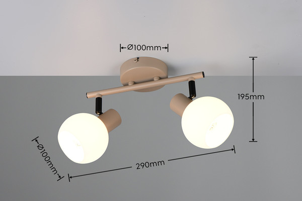 Reality R86372043 Boba E14 Strahler 2-fach ⌀10cm Warm Beige
