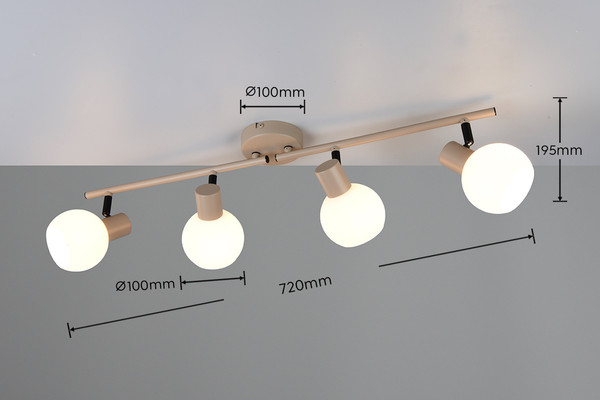 Reality R86374043 Boba E14 Strahler 4-fach ⌀10cm Warm Beige