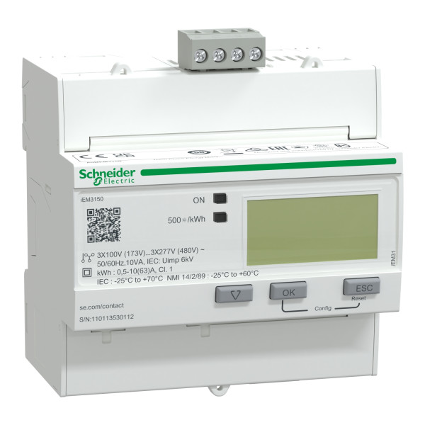 Schneider Electric A9MEM3150 Energiezähler iEM3150, 3-phasig, 63A, erweiterte Messfunktion, Modbus, Genauigkeitsklasse 1