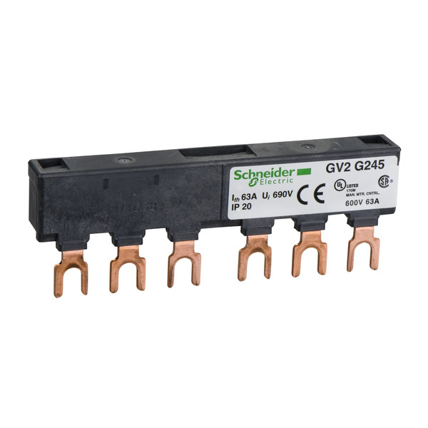 Schneider Electric GV2G245 Drehstrom-Sammelschienensystem, 63A, 2Abgangsstellen, 45mm Abstand