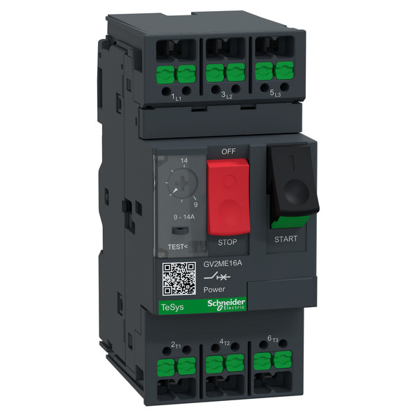 Schneider Electric GV2ME16A Motorschutzschalter, 3p, 9-14A, Tasterbetätigung, SnapIN Anschlussklemmen