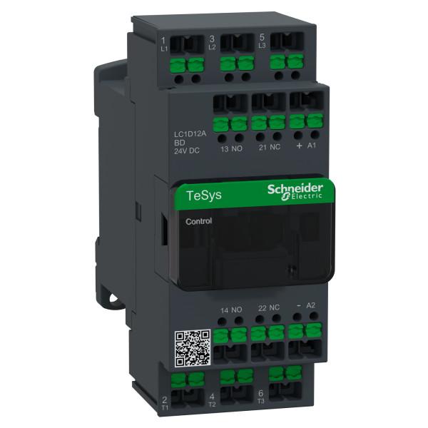 Schneider Electric LC1D12ABD Leistungsschütz LC1D 3p, +1S+1Ö, 5,5 kW, 12 A, 400 V AC3, Spule 24 V DC, SnapIN