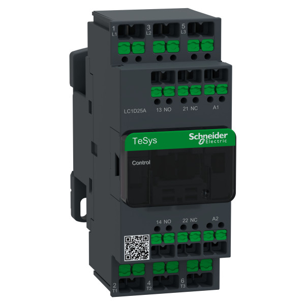 Schneider Electric LC1D25AP7 Leistungsschütz LC1D 3p, +1S+1Ö, 11 kW, 25 A, 400 V AC3, Spule 230 V AC, SnapIN