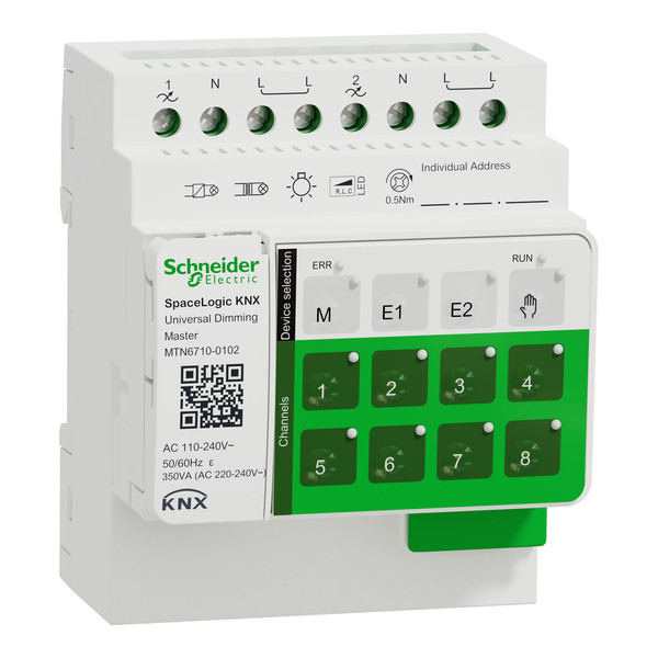 Schneider Electric MTN6710-0102 SpaceLogic KNX Master Dimmer, 2-fach