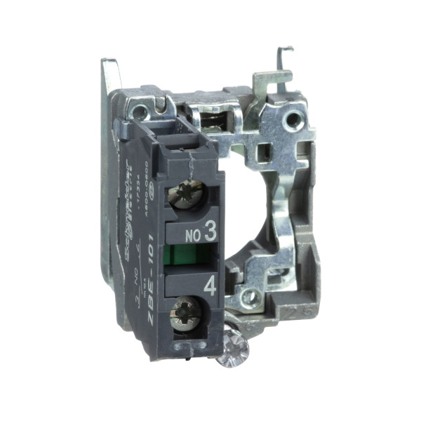 Schneider Electric ZB4BZ101 Hilfsschalterblock mit Befestigungsflansch, Harmony XB4, Metall, 22mm, 30mm, 1S, Schraubklemme