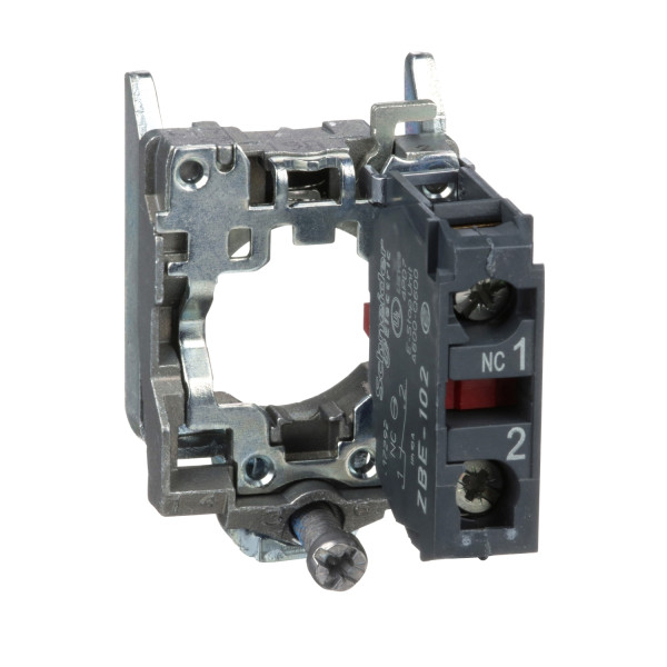 Schneider Electric ZB4BZ102 Hilfsschalterblock mit Befestigungsflansch, Harmony XB4, Metall, 22mm, 30mm, 1Ö, Schraubklemme