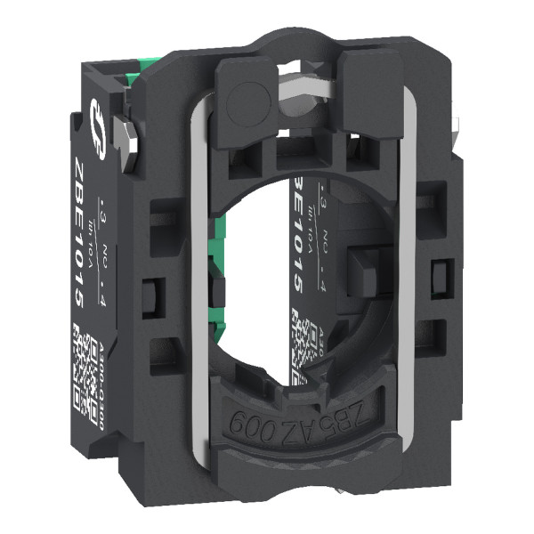 Schneider Electric ZB5AZ1035 Hilfsschalterblock mit Befestigungsflansch, Harmony XB5, Kunststoff, 22mm, 30mm, 2S, Push-In