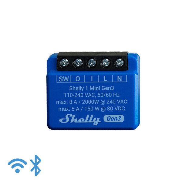 Shelly 1 Mini Gen3 - Kompakter WLAN Schaltaktor, 8A, potenzialfrei, BT