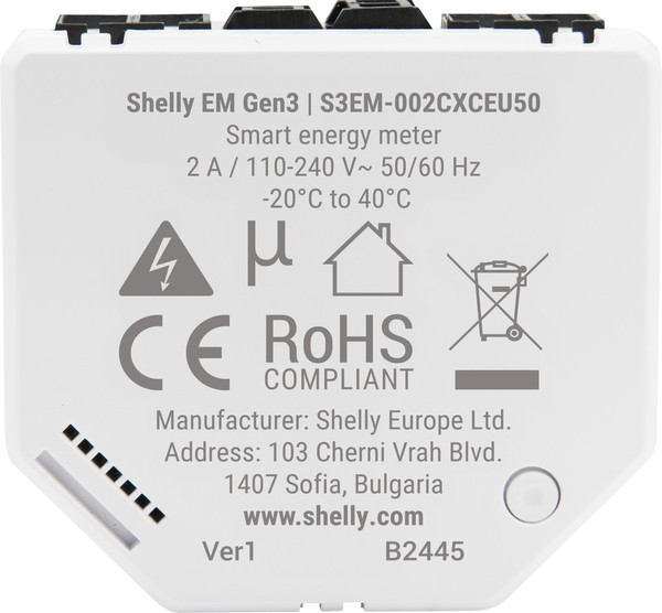 Shelly EM Gen3 - WLAN Energiezähler Set inkl. 50A Wandler, Stromzähler, Messfunktion