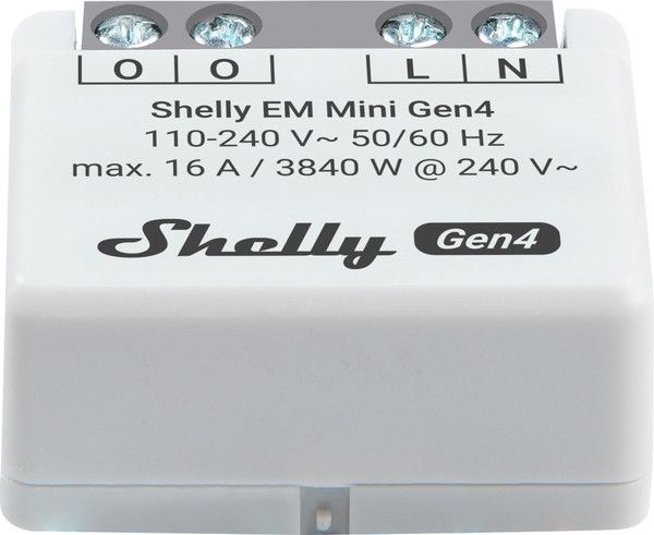 Shelly EM Mini Gen4 - Kompakter Energiemesser, Multiprotokoll/Matter, 1 Kanal WLAN, Zigbee, BT