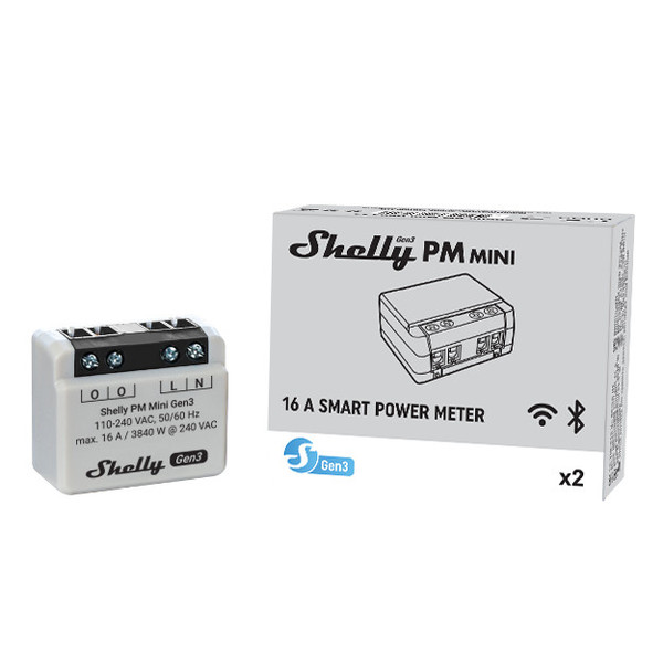 Shelly PM Mini Gen3 - Kompaktes Energiemessgerät, WLAN