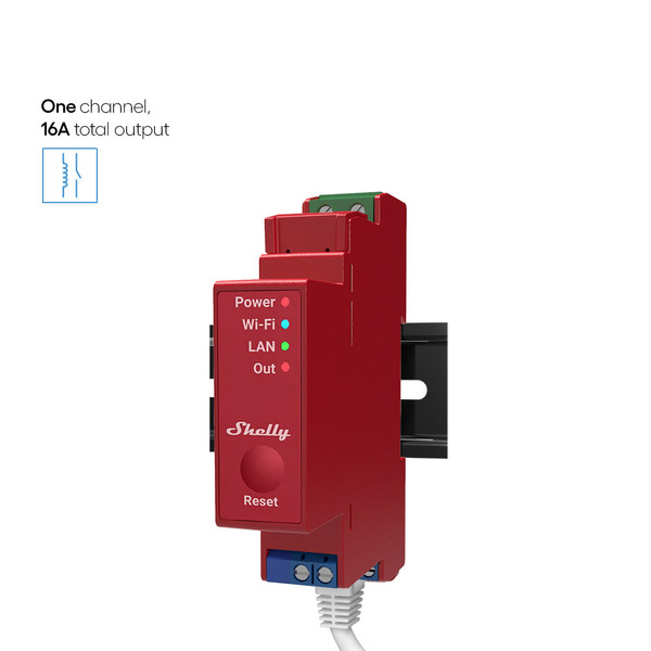 Shelly Pro 1PM - 1-Kanal DIN-Schienen Relais, WLAN, LAN, Messfunktion