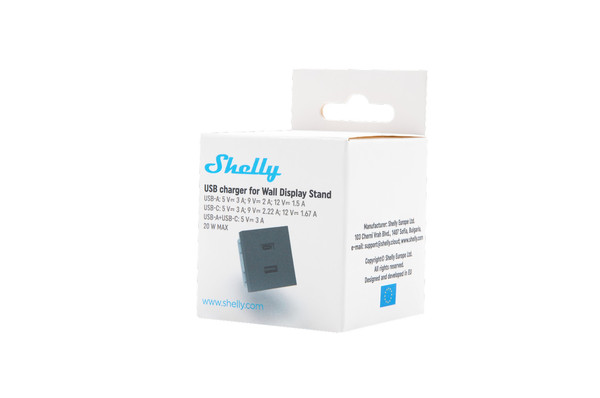 Shelly USB Charger - Netzteil für Wall Display Stand, Schwarz