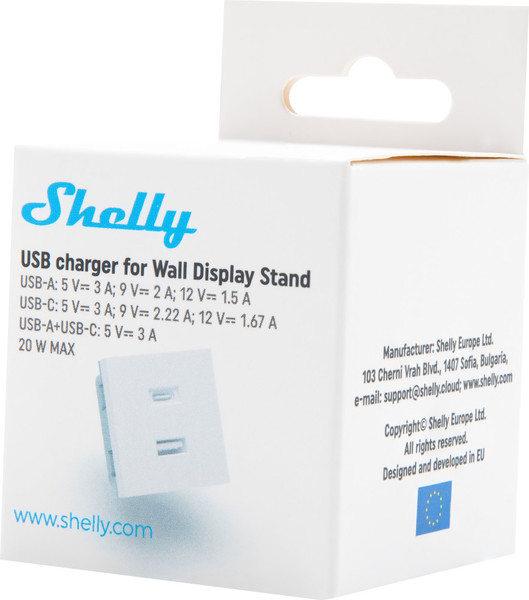 Shelly USB Charger - Netzteil für Wall Display Stand, Weiß