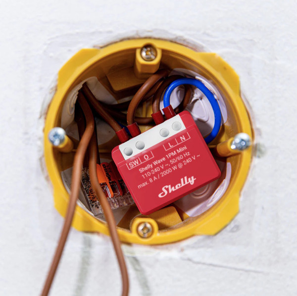 Shelly Wave 1PM Mini, Long Range - Kompakter Z-Wave Aktor mit Messfunktion