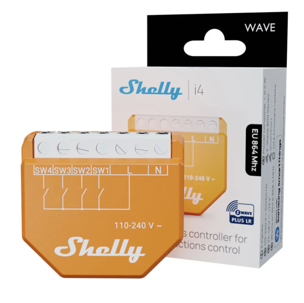 Shelly Wave i4, Long Range - Z-Wave 4-fach Tasterschnittstelle