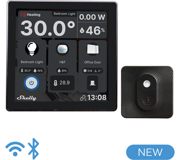 Shelly Wall Display Set, Schwarz + BLU H&T Sensor