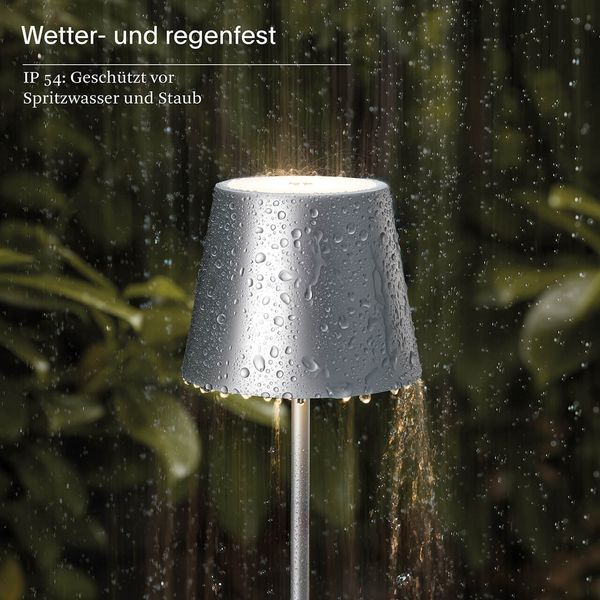 SIGOR Akku-Stehleuchte LED Nuindie 120cm silberfarben rund 2,2W FlexMood 2200K/2700K IP54 168/197lm Ra8