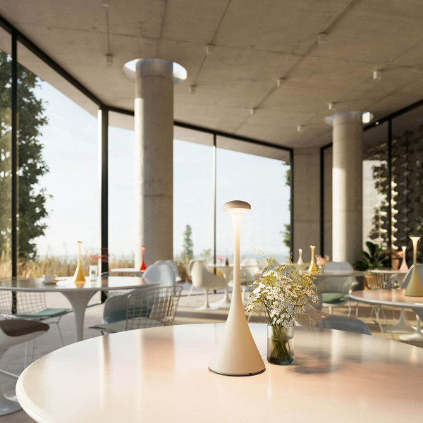 SIGOR Akku-Tischleuchte Nudrop 29cm dünenbeige 2,2W Flex-Mood 2200K/2700K IP54 Ra85 dimmbar