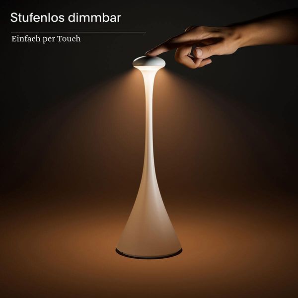 SIGOR Akku-Tischleuchte Nudrop 29cm dünenbeige 2,2W Flex-Mood 2200K/2700K IP54 Ra85 dimmbar