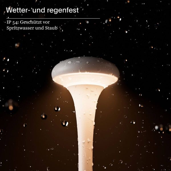 SIGOR Akku-Tischleuchte Nudrop 29cm dünenbeige 2,2W Flex-Mood 2200K/2700K IP54 Ra85 dimmbar