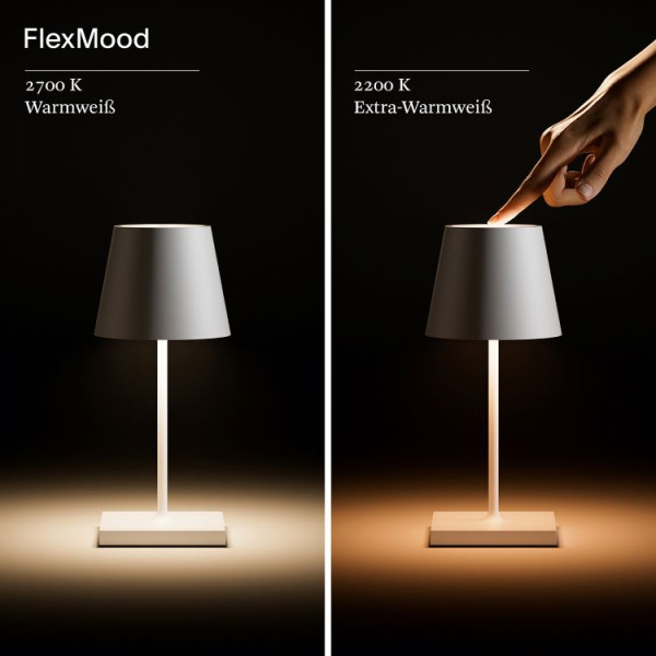 SIGOR Akku-Tischleuchte Nuindie USB-C mini 25cm bronzefarben 2,2W FlexMood 2200K/2700K IP54 dimmbar