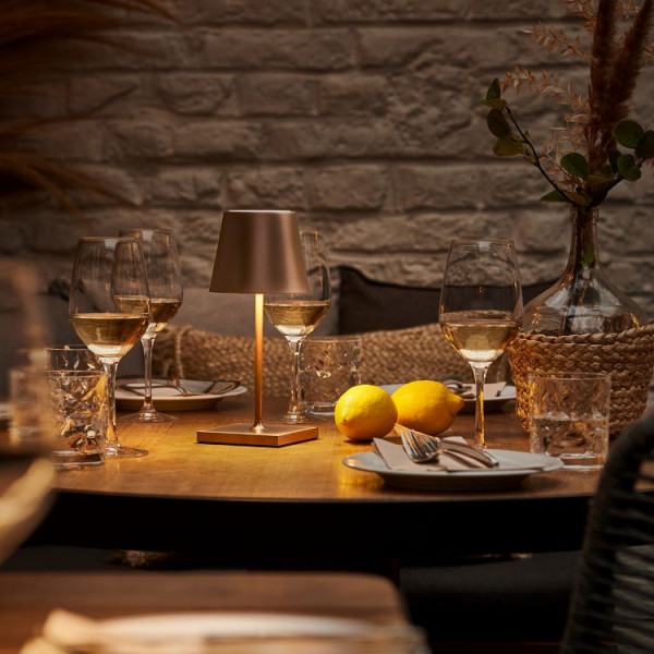 SIGOR Akku-Tischleuchte Nuindie USB-C mini 25cm bronzefarben 2,2W FlexMood 2200K/2700K IP54 dimmbar