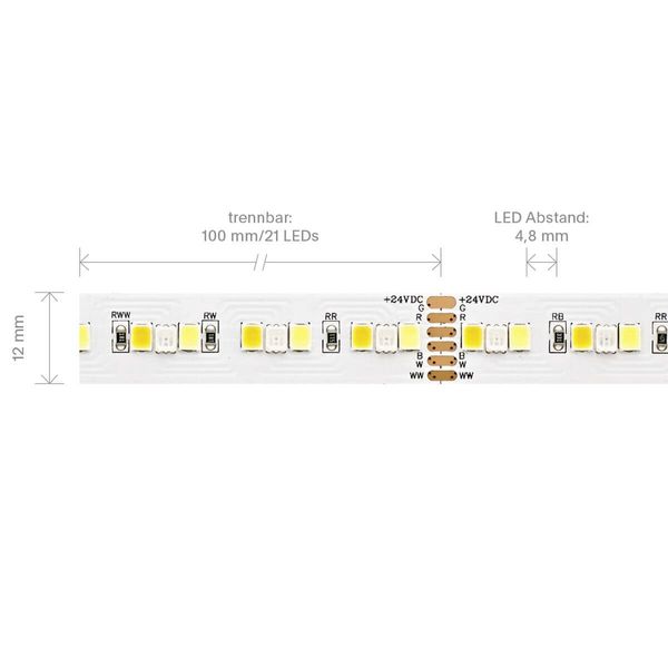 SIGOR 20W/m RGB/TW LED-Streifen RGB/2300+6500K 5m 210 LED/m IP20 24V 1662lm WH