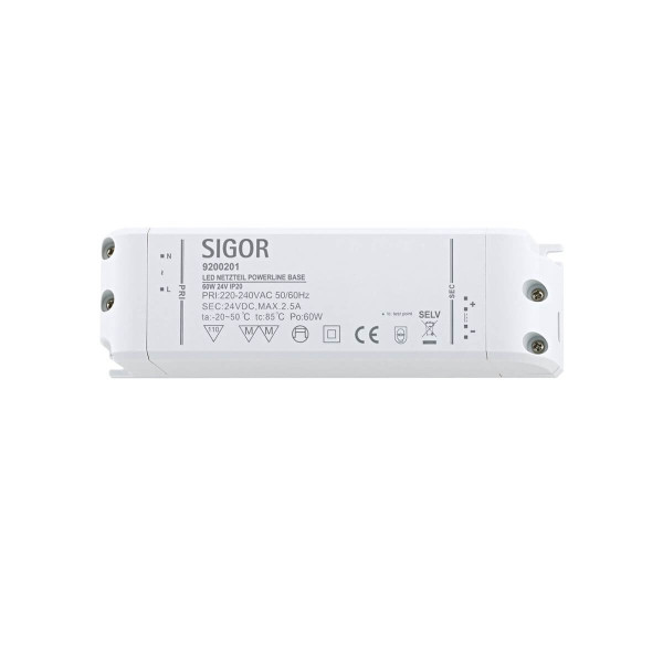 SIGOR Netzteil POWERLINE BASE 60W 24VDC 180x52x30 2,5A IP20
