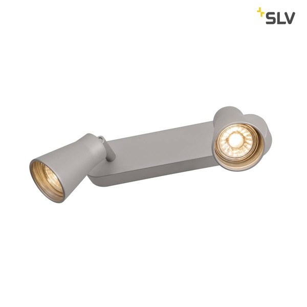 SLV 1000891 AVO CW Double Indoor Wand- und Deckenaufbauleuchte QPAR51 silber max. 50W
