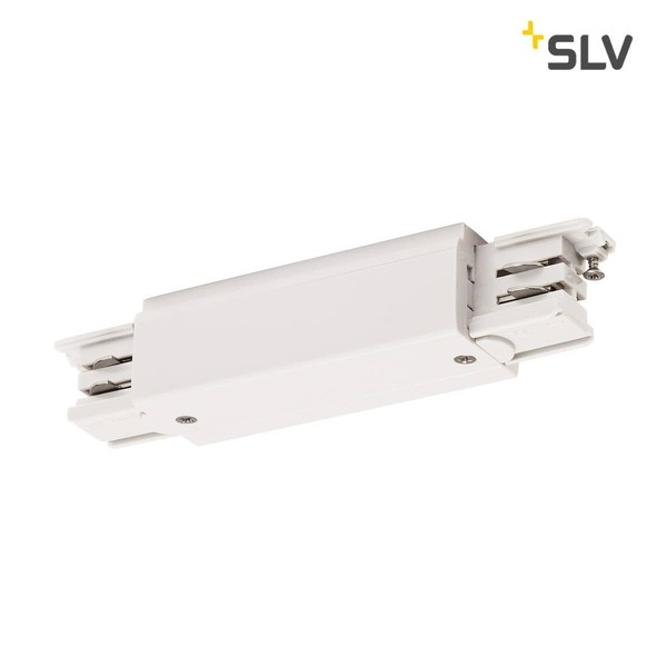 SLV 1001383 Längsverbinder mit Einspeisemöglichkeit für S-TRACK 3P.Schiene verkehrsweiß