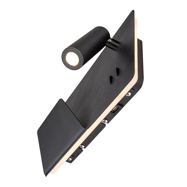 SLV 1003455 SOMNILA SPOT LED Wandleuchte 3000K schwarz Version links inkl. USB Anschluss