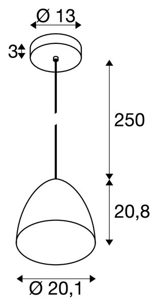 SLV PARA CONE 20, Pendelleuchte, Pendellänge 250cm, E27, 1x max. 60W, schwarz / gold 1008129