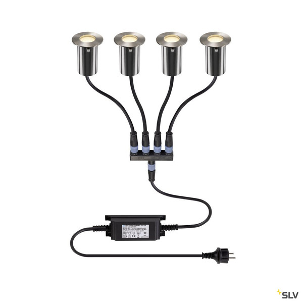 SLV 1008841 TRAIL-LITE® 60, 4er Set, Bodeneinbauleuchten, 3000K, IP67, rund, edelstahl / aluminium