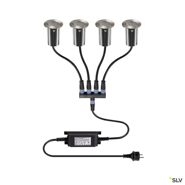 SLV 1008841 TRAIL-LITE® 60, 4er Set, Bodeneinbauleuchten, 3000K, IP67, rund, edelstahl / aluminium