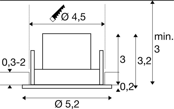 SLV 1009002 NEW TRIA® 45, DL, rund, Deckeneinbauleuchte, 2700 K, 24°, weiß