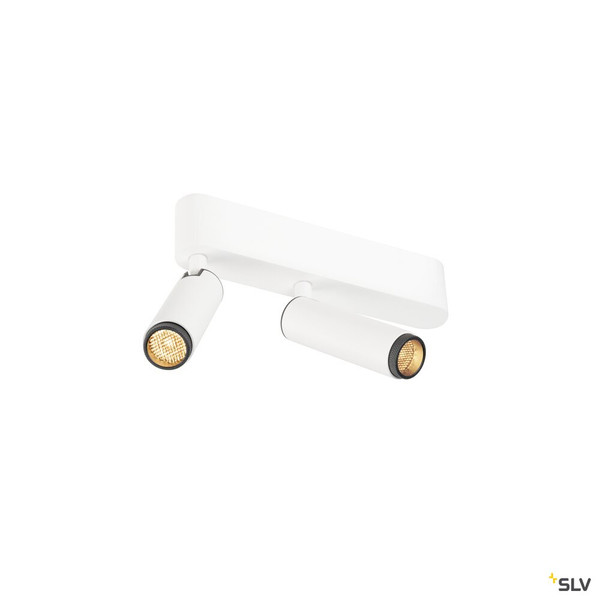 SLV 1009044 GRIP! S, Deckenaufbauleuchte, double, PHASE, 2700 K, 21 W, 29°, weiß / schwarz