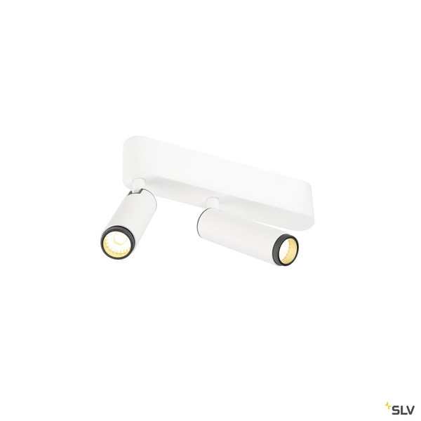 SLV 1009045 GRIP! S, Deckenaufbauleuchte, double, PHASE, 3000 K, 21 W, 29°, weiß / schwarz