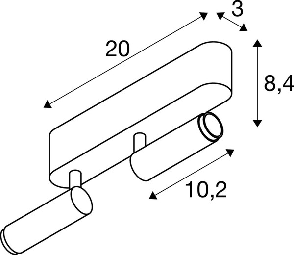 SLV 1009045 GRIP! S, Deckenaufbauleuchte, double, PHASE, 3000 K, 21 W, 29°, weiß / schwarz