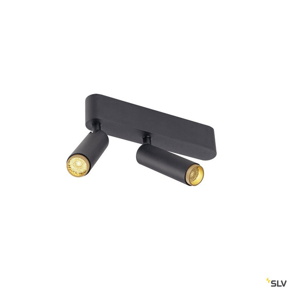 SLV 1009047 GRIP! S, Deckenaufbauleuchte, double, PHASE, 3000 K, 21 W, 29°, schwarz / gold