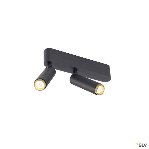 SLV 1009047 GRIP! S, Deckenaufbauleuchte, double, PHASE, 3000 K, 21 W, 29°, schwarz / gold