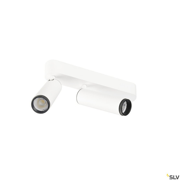 SLV 1009076 GRIP! M, Deckenaufbauleuchte, double, PHASE, 2700 K, 28 W, 42°, weiß / schwarz