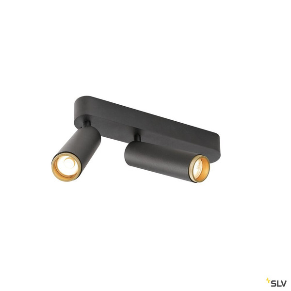 SLV 1009078 GRIP! M, Deckenaufbauleuchte, double, PHASE, 2700 K, 28 W, 42°, schwarz / gold
