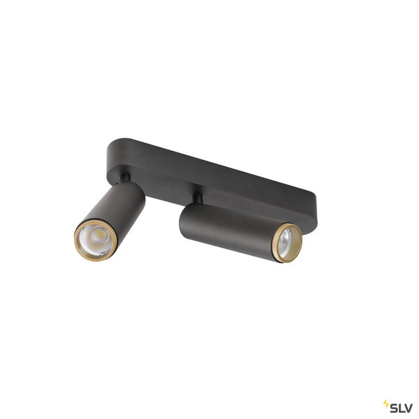 SLV 1009078 GRIP! M, Deckenaufbauleuchte, double, PHASE, 2700 K, 28 W, 42°, schwarz / gold