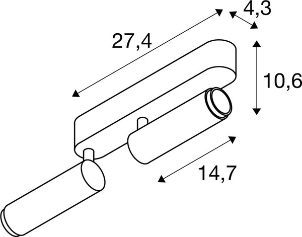 SLV 1009083 GRIP! M, Deckenaufbauleuchte, double, PHASE, 3000 K, 28 W, 42°, gold / schwarz