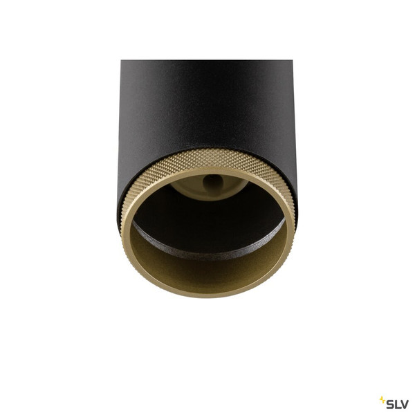 SLV 1009093 GRIP! L, SPOT CL, single, QPAR51, Deckenaufbauleuchte, zylindrisch, 1 x max. 6 Watt, schwarz / gold