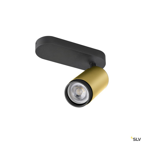SLV 1009095 GRIP! L, SPOT CL, single, QPAR51, Deckenaufbauleuchte, zylindrisch, 1 x max. 6 Watt, gold / schwarz